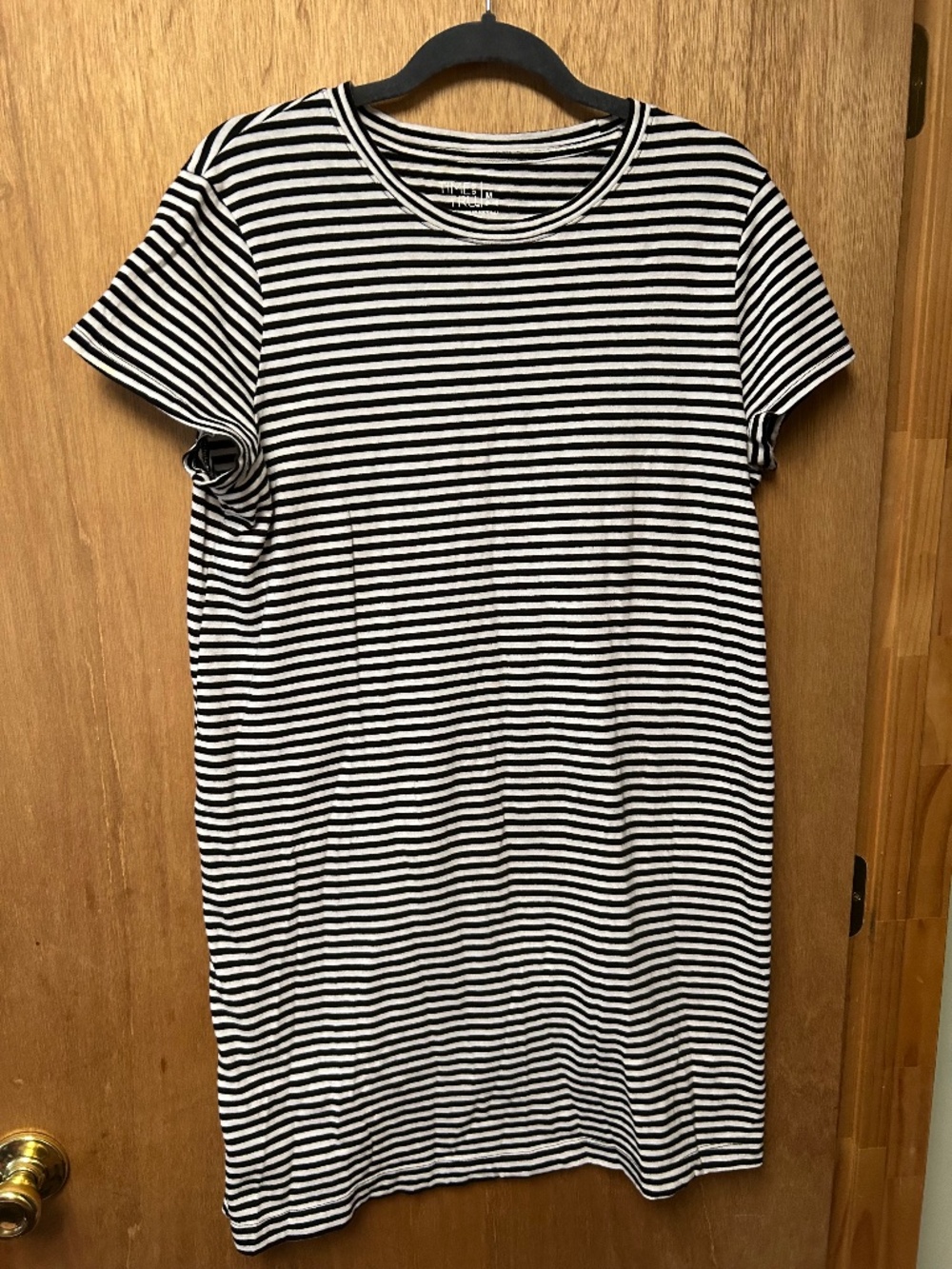 Time & Tru Black and White Striped T-Shirt Dress